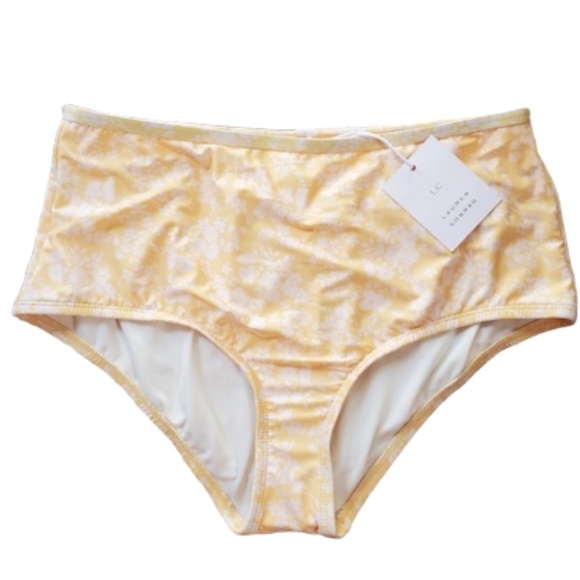 LC LAUREN CONRAD Swim Bottom High-Waist Beach Cruise Sizes Yellow Floral XL - Picture 3 of 6